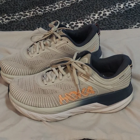 Hoka Womens  Cream and Black Athletic Shoes - Picture 4 of 14